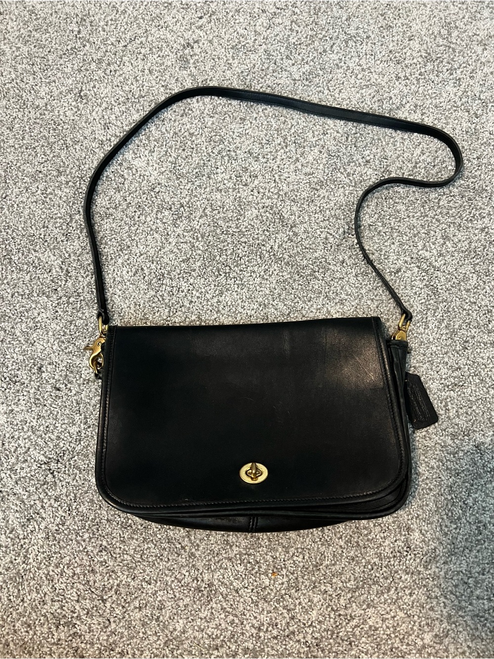 Coach Black Leather Crossbody Bag with Gold Hardware